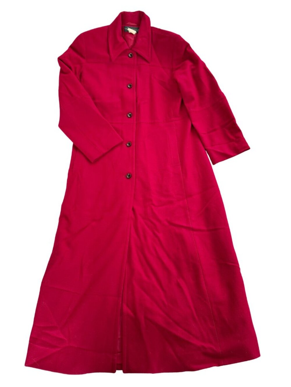 Vintage 90s Harvé Benard Red Wool Blend Long Coat Jacket Women’s Size 10